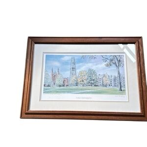 Wood Framed & mounted Yale University print art david keeling signed 21 x 14.5